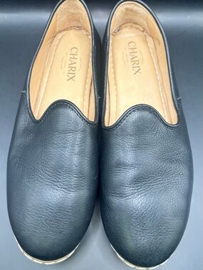 Charix-‎ Classic Black Leather Loafers- Womens , Size:41